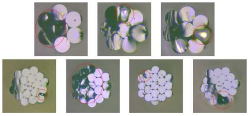 파이버 다발 Bubble & Crack 불량 단면 형상