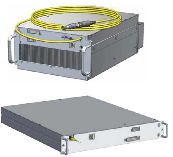 19″rack에 패키징 된 고출력 광섬유 레이저 시스템의 예.