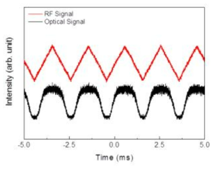 인가된 RF 신호에 따른 광신호의 출력 변화