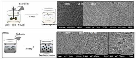 균일한 모양과 크기(10nm~1000nm)로 제조된 나노입자