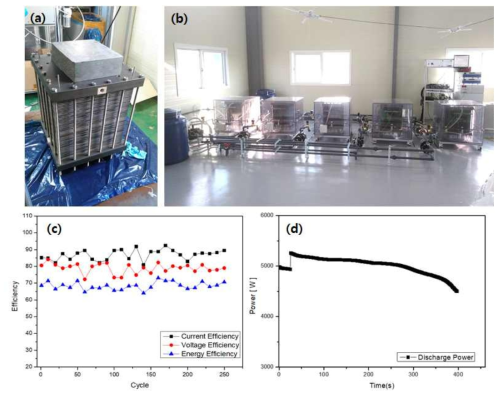 (a) 1모듈, (b) 5kW 모듈 System, (c) 효율, (d) power