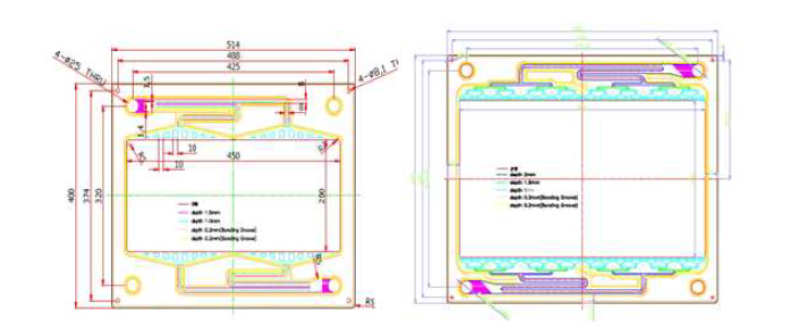 stack 제작용 Flow Frame_Ver. 2(좌, 900cm2) & Ver. 3(우, 1500cm2)