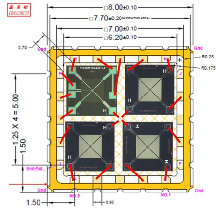 가스센서용 마이크로 플랫폼 (S2400M1094H115) 3종을 One package 도면