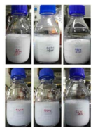 F3-F3와 F3-C4 계면활성제 사용 합성한 최종 PVDF 분산액 사진