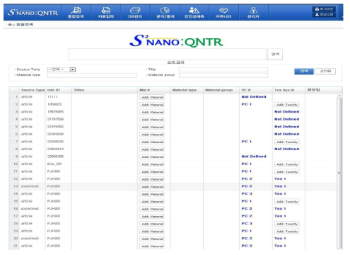 나노예측시스템 - 연구자 UI 메인 화면