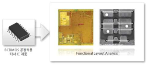 BCDMOS 공정 적용 IC제품에 대한 decap. 및 top view 이미지 추출.
