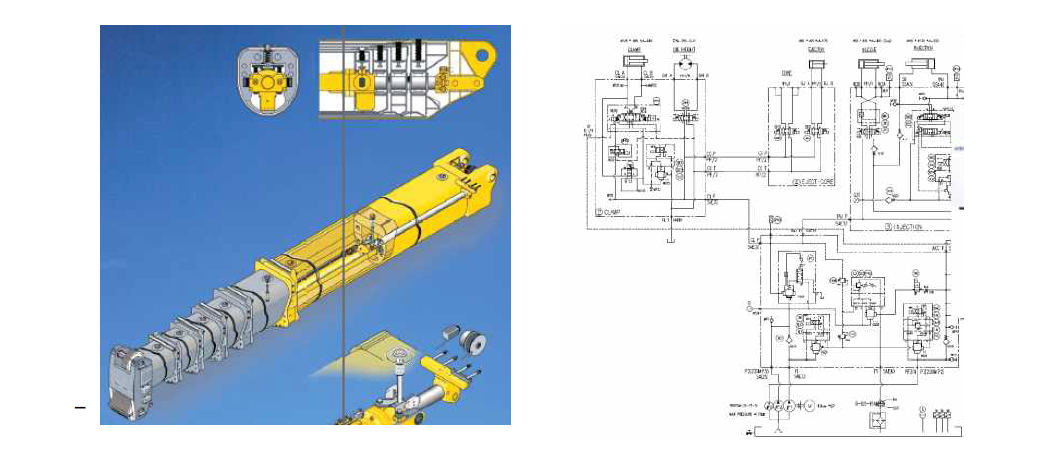선진사의 붐 인출 유압 시스템 회로 분석