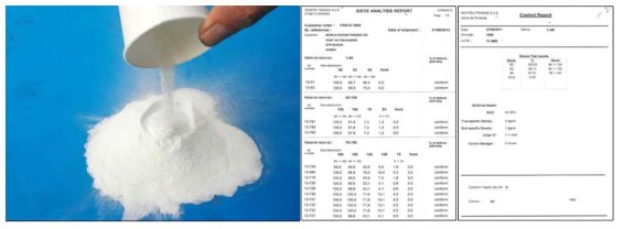 1~45㎛ size 분진 및 Sieve analysis report 형상