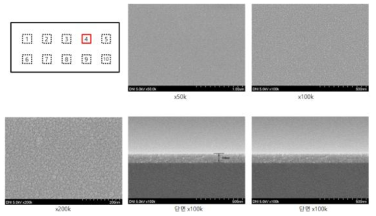 Series 3의 No 15-4 Sample의 FE-SEM 표면, 단면(두께) 이미지