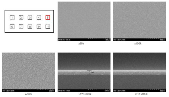 Series 3의 No 15-5 Sample의 FE-SEM 표면, 단면(두께) 이미지