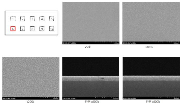 Series 3의 No 15-6 Sample의 FE-SEM 표면, 단면(두께) 이미지