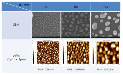 증착 시간에 따른 금 나노입자의 형성 거동