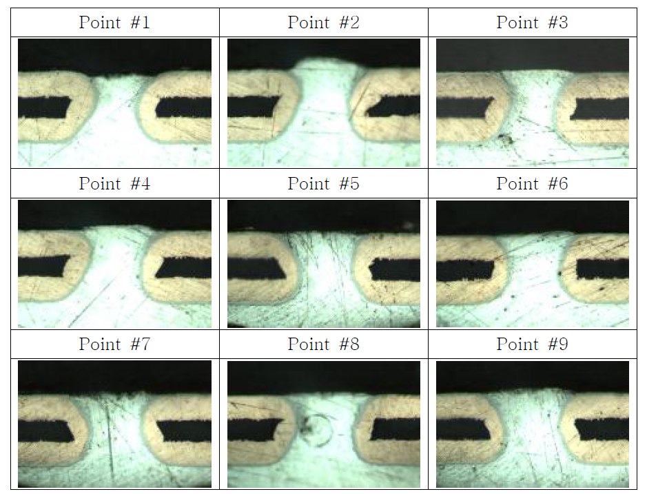 Solder Floating 평가 후 단면 분석 사진