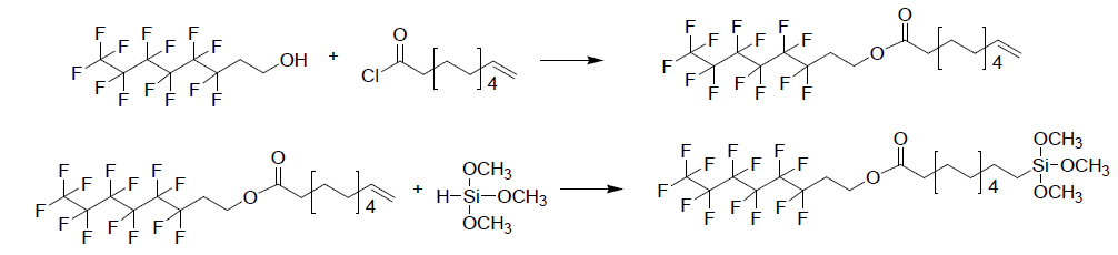 불소화된 에스테르 실란 화합물 합성 반응식