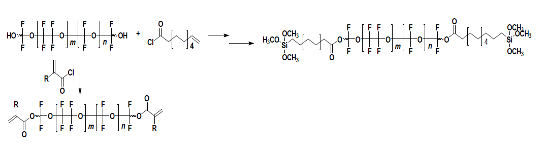 불소화 폴리머 알콜과 카르복실 산 클로라이드의 반응