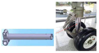 Piston tube 3D 모델(좌) 및 착륙장치 장착 사진(우)