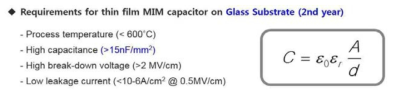 2차 년도 MIM Capacitor on glass sub.의 Target
