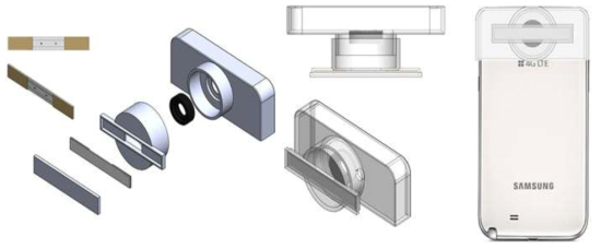 스마트폰에 장착 가능한 덮개형 홀더의 세부 모형도