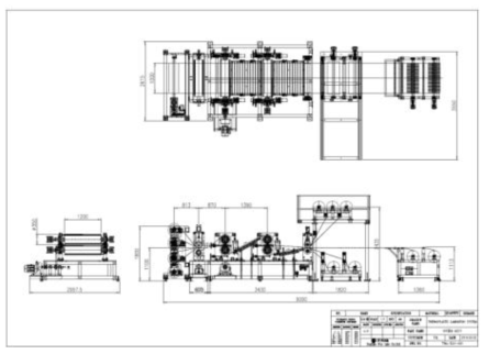 폭 1,000mm 열가소성 스프레드 프리프레그 제조 장치 전체 도면