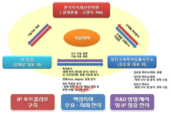 ㈜ 중겸 15년도 하반기 민간 IP-R&D 전략 지원사업 수행 체계