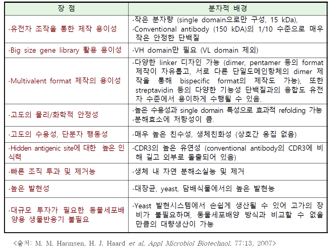 단일도메인항체의 장점