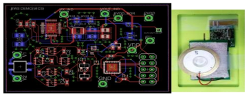 시제품의 PCB 도면(좌), PZT소자를 사용한 프로 토 타입(우)