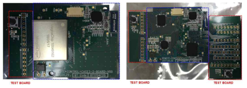 통합칩 테스트 보드(좌), 개별칩 테스트 보드(우)