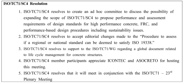 ISO/TC71/SC4 Resolutions in ISO/TC71 22nd Meeting