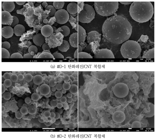 건식 복합 활성화 공정을 통해 합성된 복합체의 FE-SEM 이미지