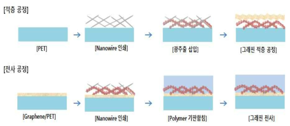 Grahpene/AgNW의 적층공정과 전사공정의 공정순서도