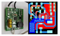 OLED 패널 구동용 DC/DC Driver 샘플(좌) 및 아트웍(우)