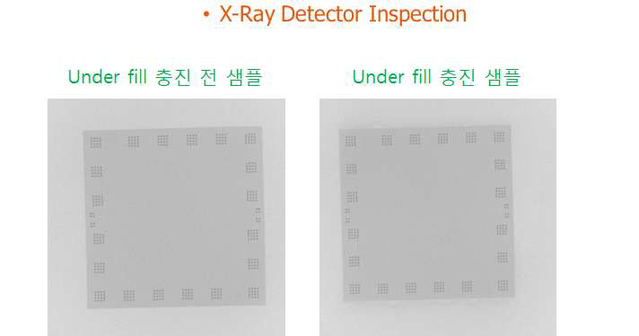 Under fill 충진 전 후 X-Ray Detector Inspection