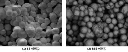 절연 코팅 입자 (1)SEM 이미지, (2)BSE 이미지