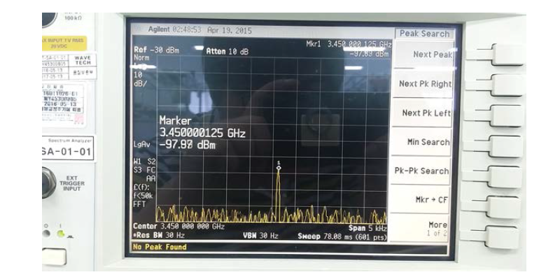 제작된 3.5 GHz 대역 유전체 웨이브가이드 필터 PIM 측정결과