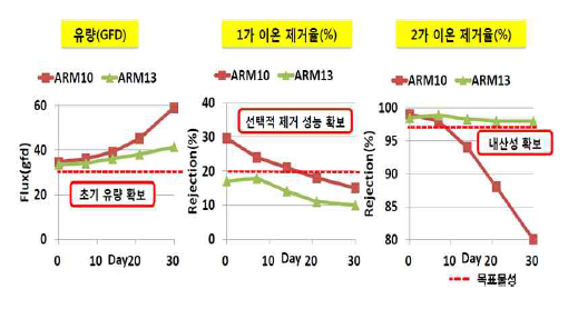 ARM10/13의 filtration test 결과