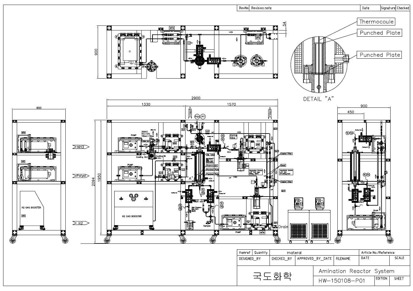 polyetheramines 제조하기 위한 amination reactor Lab 합성 설비 도면