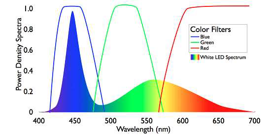 표준 백색 LED 백라이트 스펙트럼