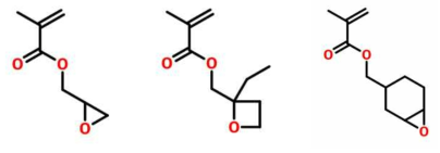 에폭시 모노머 GMA(좌) OXE(중) Cyclomer(우)