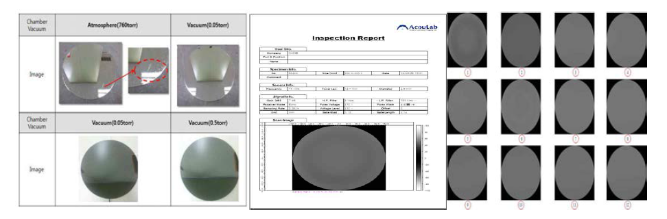 Bonding시 챔버 진공도에 따른 Void 경향 및 검사 결과