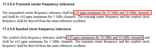 Center Frequency&Symbol Clock Tolerance 기준