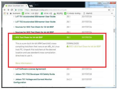 NVIDIA Cross 컴파일러 다운로드 화면