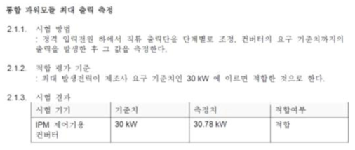 최대 출력 측정 시험