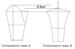 컴프레션웨어의 소매산 높이 비교