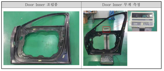 도어 인너 조립품 중량 측정