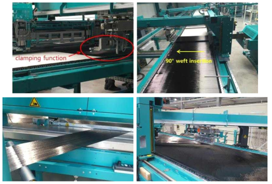 탄소섬유 NCF 제조 : Online-spreading 위사의 삽입 및 이송