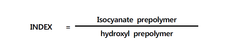 Isocyanate prepolymer / Hydroxyl prepolymer 비율