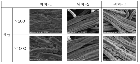 아세톤을 분무시킨 PLA 섬유의 표면 SEM 사진