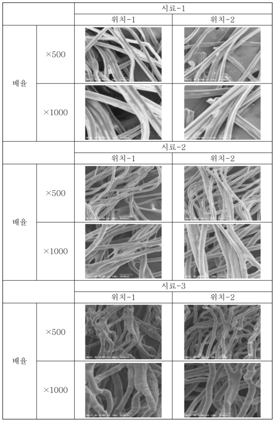 프로필렌 카보네이트를 분무시킨 PLA 섬유의 SEM 사진
