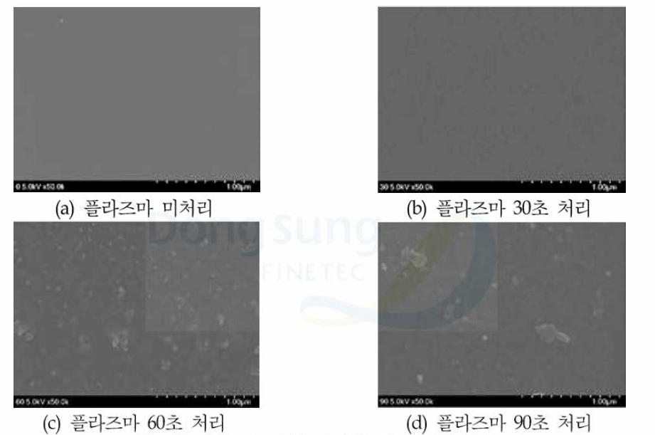 플라즈마 처리 시간에 따른 표면 SEM