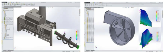 블레이드(좌) 및 흡입구(우) 강도계산 결과